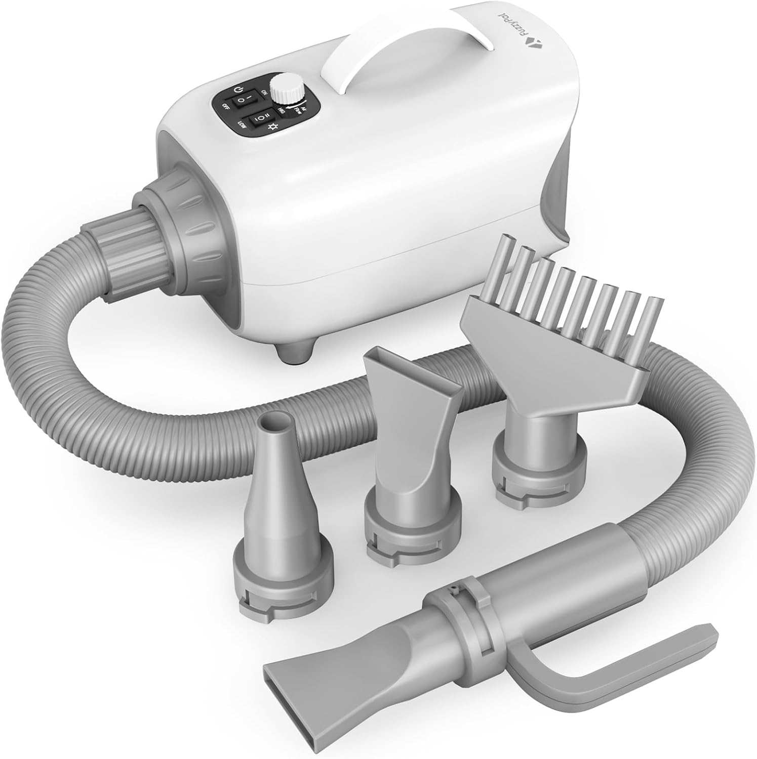 FuzzyPal Dog Hair Dryer for Pets Grooming, High Velocity Blow Dryer for Dogs with 150 MPH Speed Airflow and Adjustable Temperature, 3 Nozzles Perfect for Dogs, Cats, Furfriends Drying