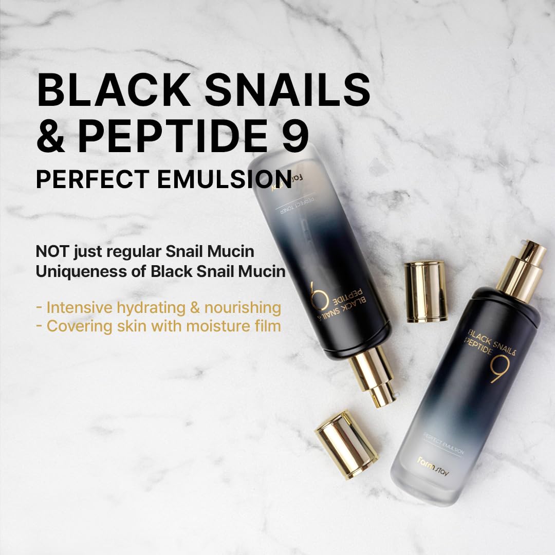 FARMSTAY Black Snail Peptide 9 Emulsion Hydrating Moisturizer 4.05 fl. oz for All Skin Types - Image 2