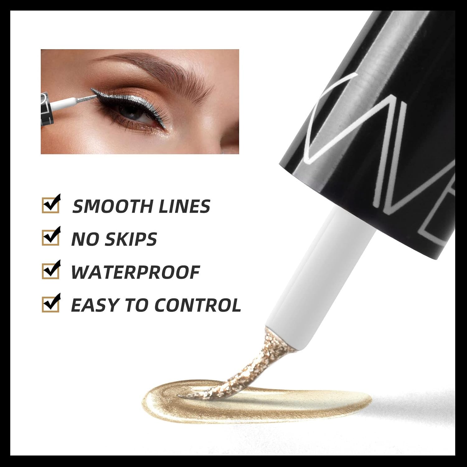 Go Ho 5-Color Metallic Shimmer Waterproof Glitter Eyeliner Set - Image 4
