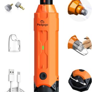 Dog Nail Grinder Super Quiet 45 db 6-Speed Pet Nail Grinder with 2 LED Lights 12000RPM & 3 Grinding Ports Dog Nail Trimmer for Large Medium Small Dogs with Dust Cap & 2 Extra Grinding Head
