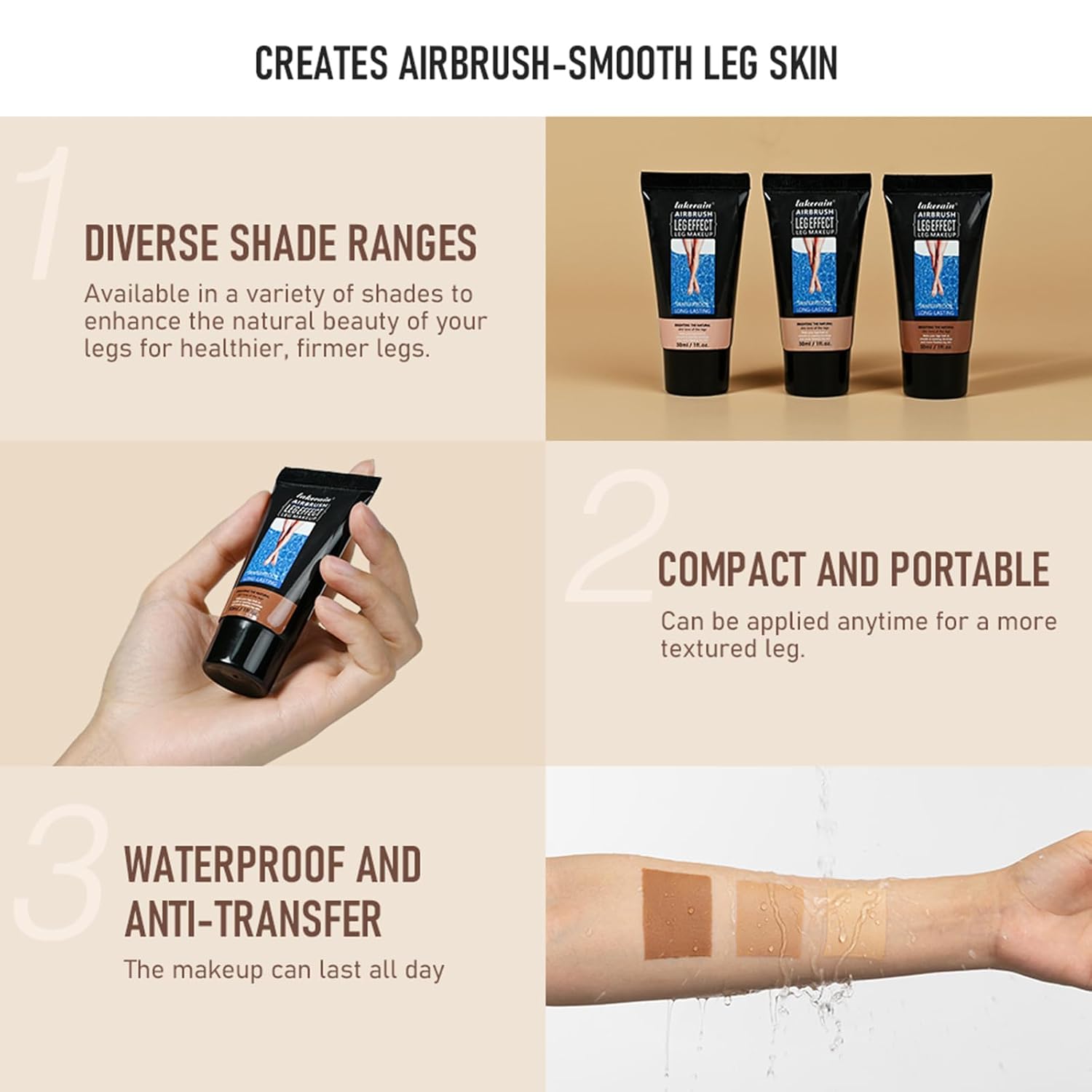 Waterproof Leg Makeup Body Concealer Vein Cover Cream 30ML #03 Bronze - Image 3