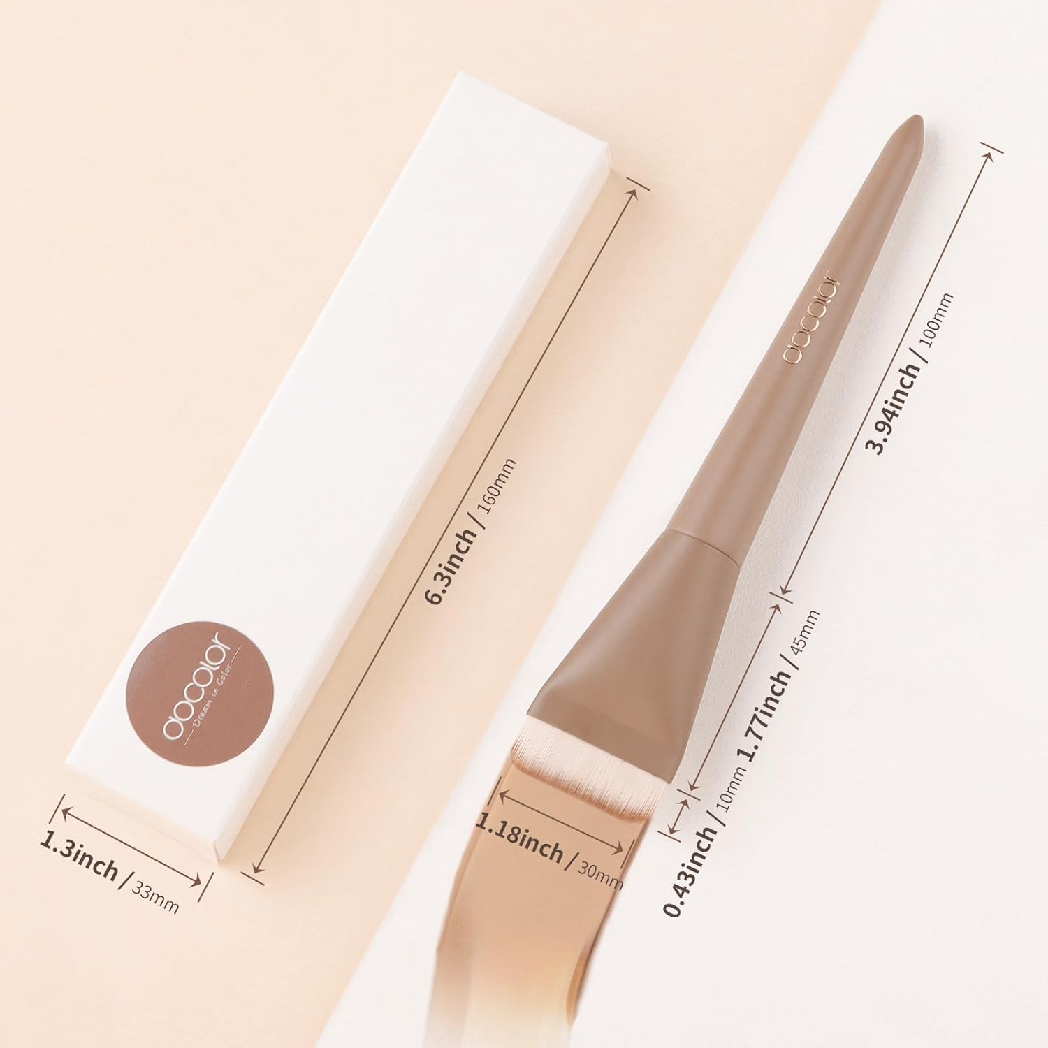 Docolor Flat Foundation Brush for Liquid Makeup, Premium Blending Tool in Khaki - Image 6