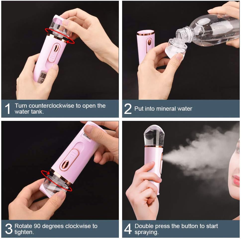 FANTEXY Portable Nano Facial Mister with Built-in Moisture Tester, USB Mini Cool Face Sprayer - Image 5
