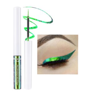 Glitter liquid Eyeliner Green Waterproof, Metallic Intense Color Shifting Colorful Eyeliner, Eyeliner Gel MultiColor Highly Pigmented Gift Kit for Women and Girls(02)