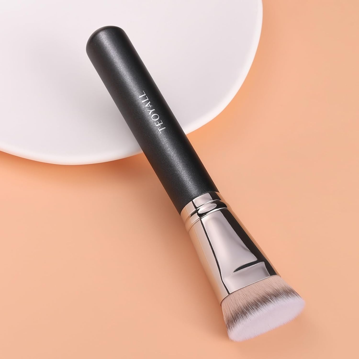 TEOYALL Flat Top Contour Brush Soft Dense Synthetic Bristles for Liquid Cream Contour - Image 6