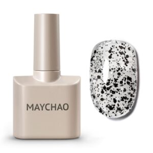 MAYCHAO 15ML Eggshell Glitter Gel Nail Polish 1Pc Black Glitter Gel Polish Soak off Gel Polish Nail Art Manicure Salon DIY at Home, 0.5 OZ