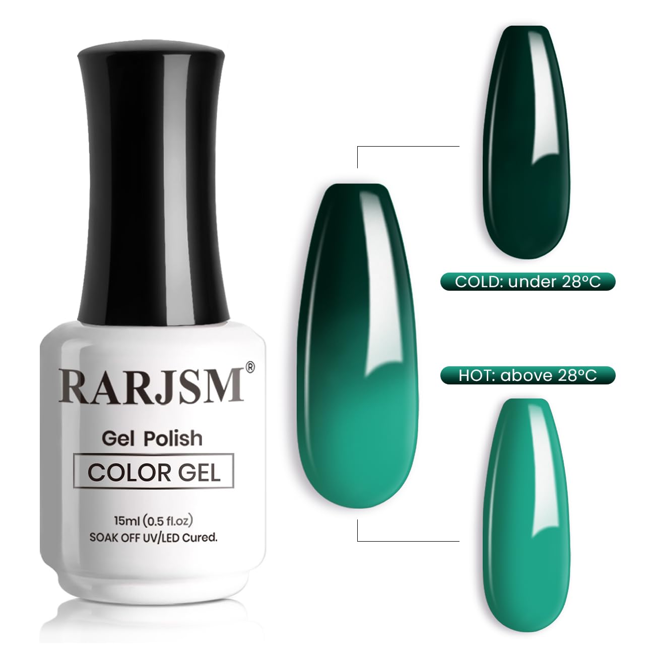 RARJSM 15ML Chameleon Gel Nail Polish Bright to Dark Green for DIY Art - Image 2