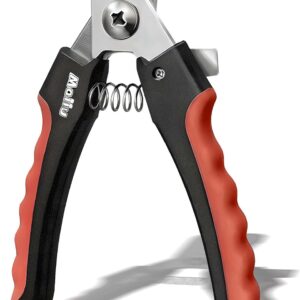 Dog & Cat Nail Clippers, Pet Nail Clipper and Trimmer with Safety Guard to Prevent Over Cutting, Grooming Razor Sharp Blades with Nail File for Small, Medium, Large Breeds, S Red