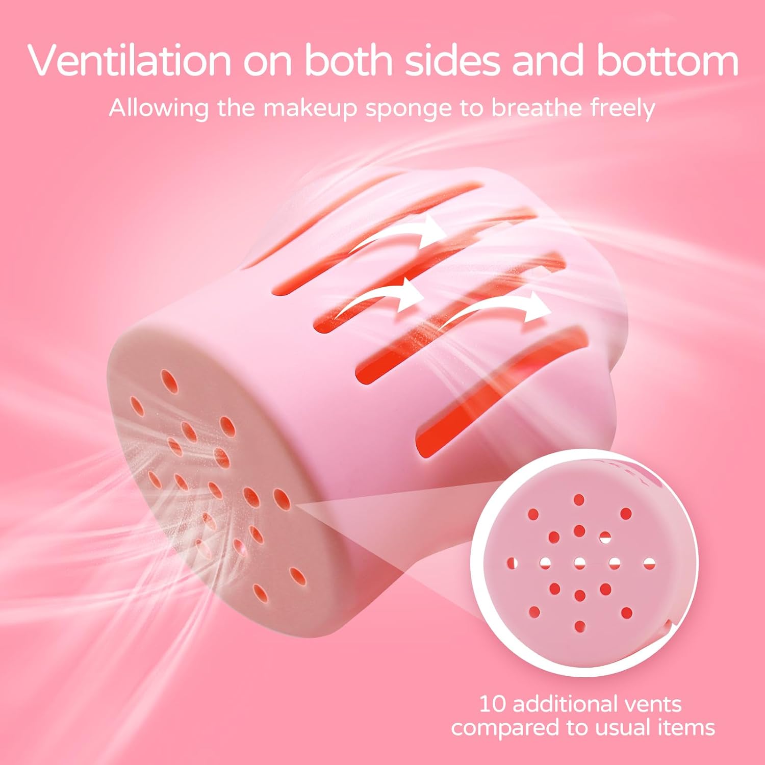 BEAKEY Cat Hug Silicone Makeup Sponge Holder with Vent for Quick Drying - Pink - Image 3