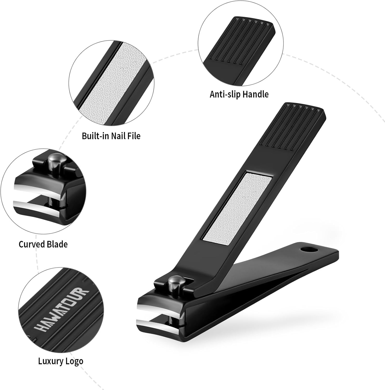 Ultra Sharp Curved Blade Nail Clippers Set for Fingernails and Toenails Black Tin Case - Image 4