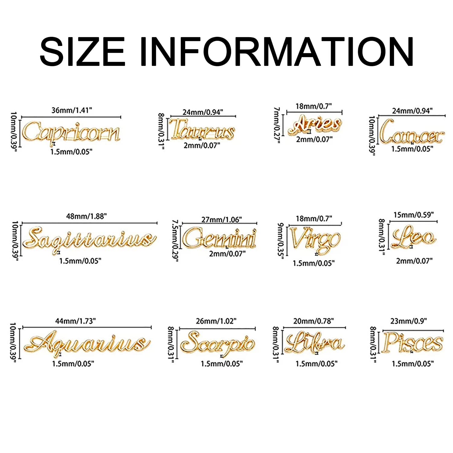WOKOTO 120Pcs Gold 3D Zodiac Charms for Acrylic Nail Art Jewelry Creation - Image 2