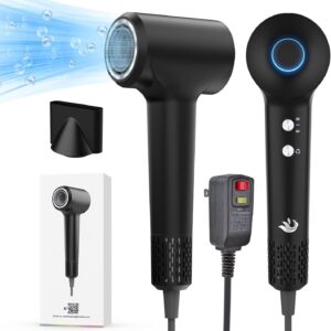 KARFUN Hair Dryer, 110000 RPM High-Speed Brushless Motor Fast Drying Blow Dryer, 57dB Low Noise Hair Dryer for Home or Travel, 3 Temps & 2 Speeds (Black)