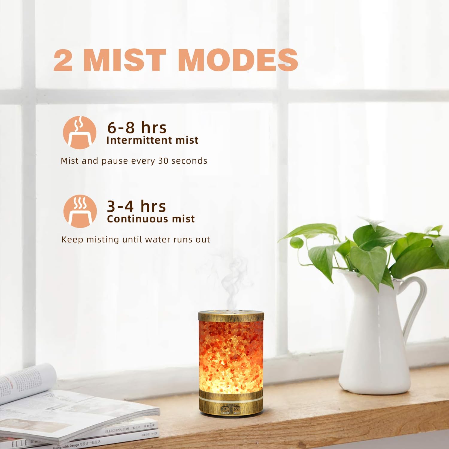 Himalayan Pink Salt Essential Oil Diffuser 120ml Capacity with 7 Color Lights - Image 4