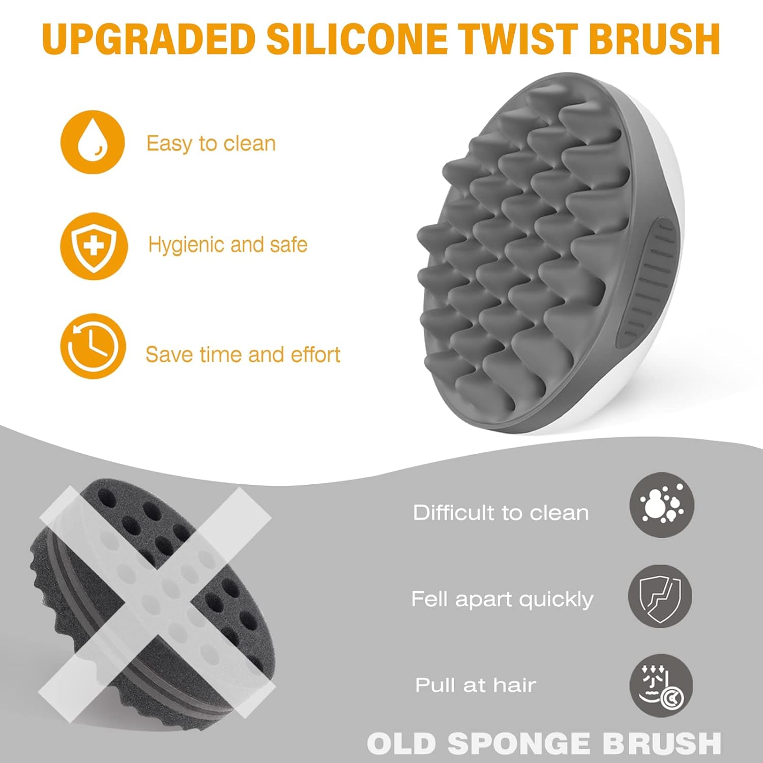 Gray Silicone Curly Hair Brush for Men and Women, Double-Sided with Non-Slip Grip, Travel Size - Image 7
