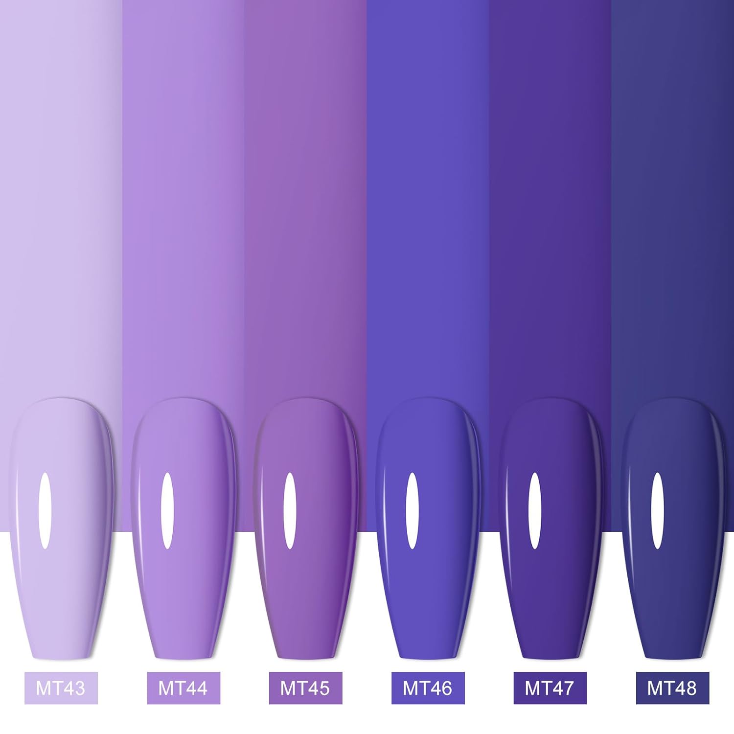 MTSSII 6-Color Gel Nail Polish Kit: Dark Blue, Teal, Navy, Lavender Shades - Image 4