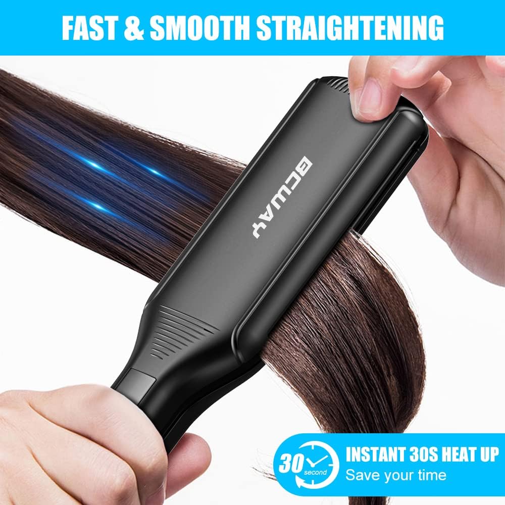 Professional Extra-Large 2.16'' Titanium Hair Straightener 30-Second Heat Up, 5 Settings - Image 6