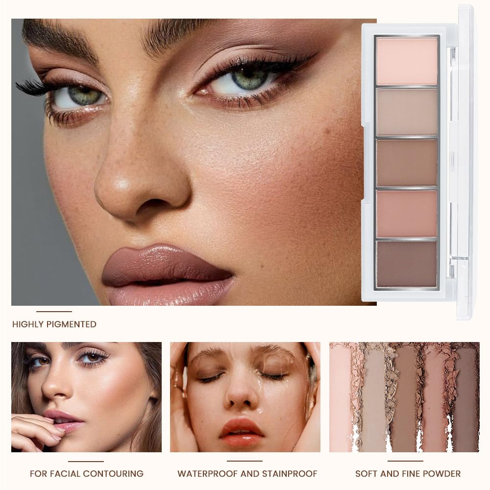 5-Color Matte Eyeshadow Palette for Brown Eyes Waterproof Natural Shades 0.35oz - Image 6