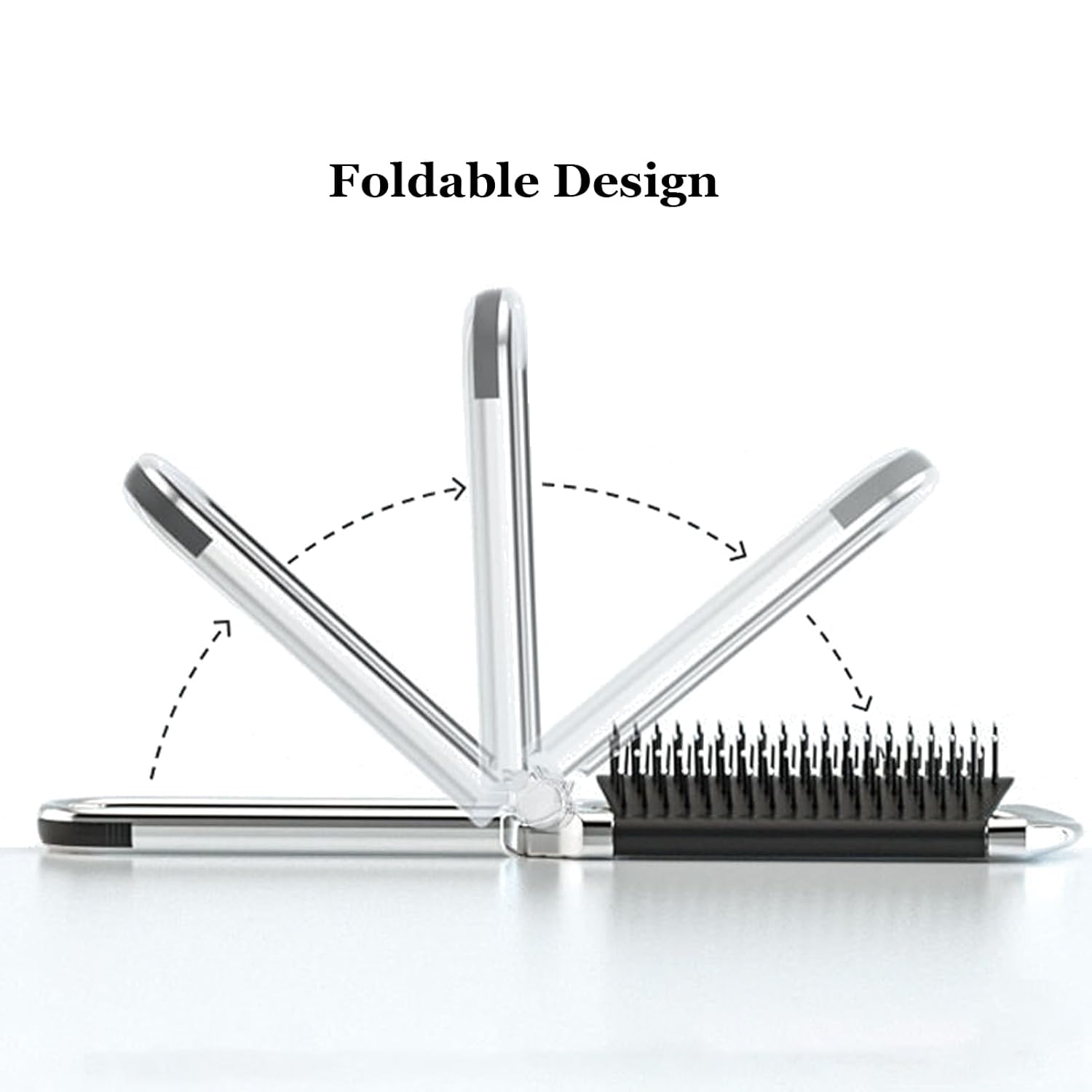 2 Pack Mini Folding Hair Brush with Mirror for Wet Dry Detangling, Travel Size - Image 3