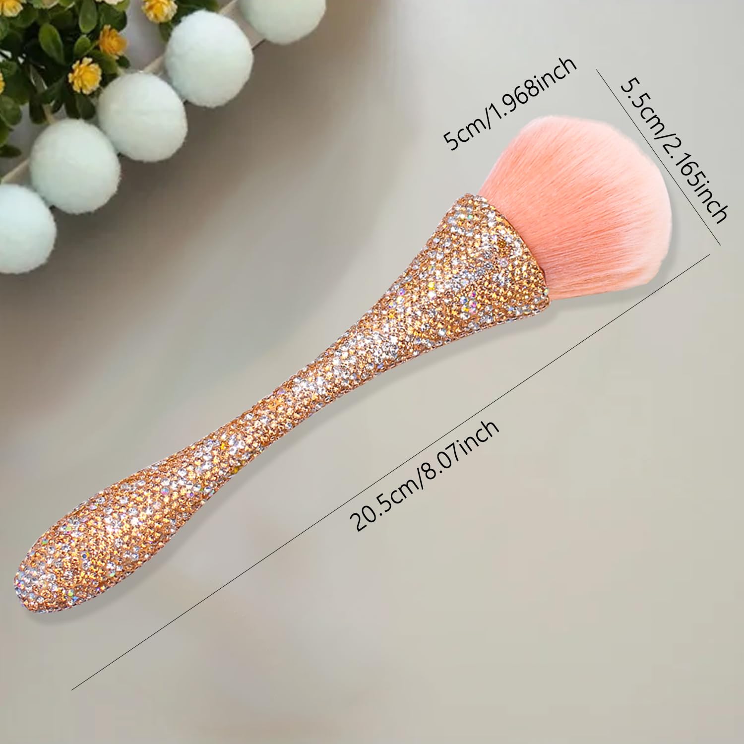 WOKOTO Gold Rhinestone Nail Dust Brush for Acrylic Nails and Makeup Blending Tools - Image 2