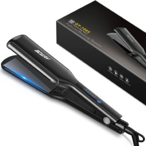 Professional Hair Straightener, 2.16'' Extra-Large Floating Titanium Flat Iron, Anti-Static 30s Instant Heating Straightening Iron with 5 Adjustable for All Hair Types
