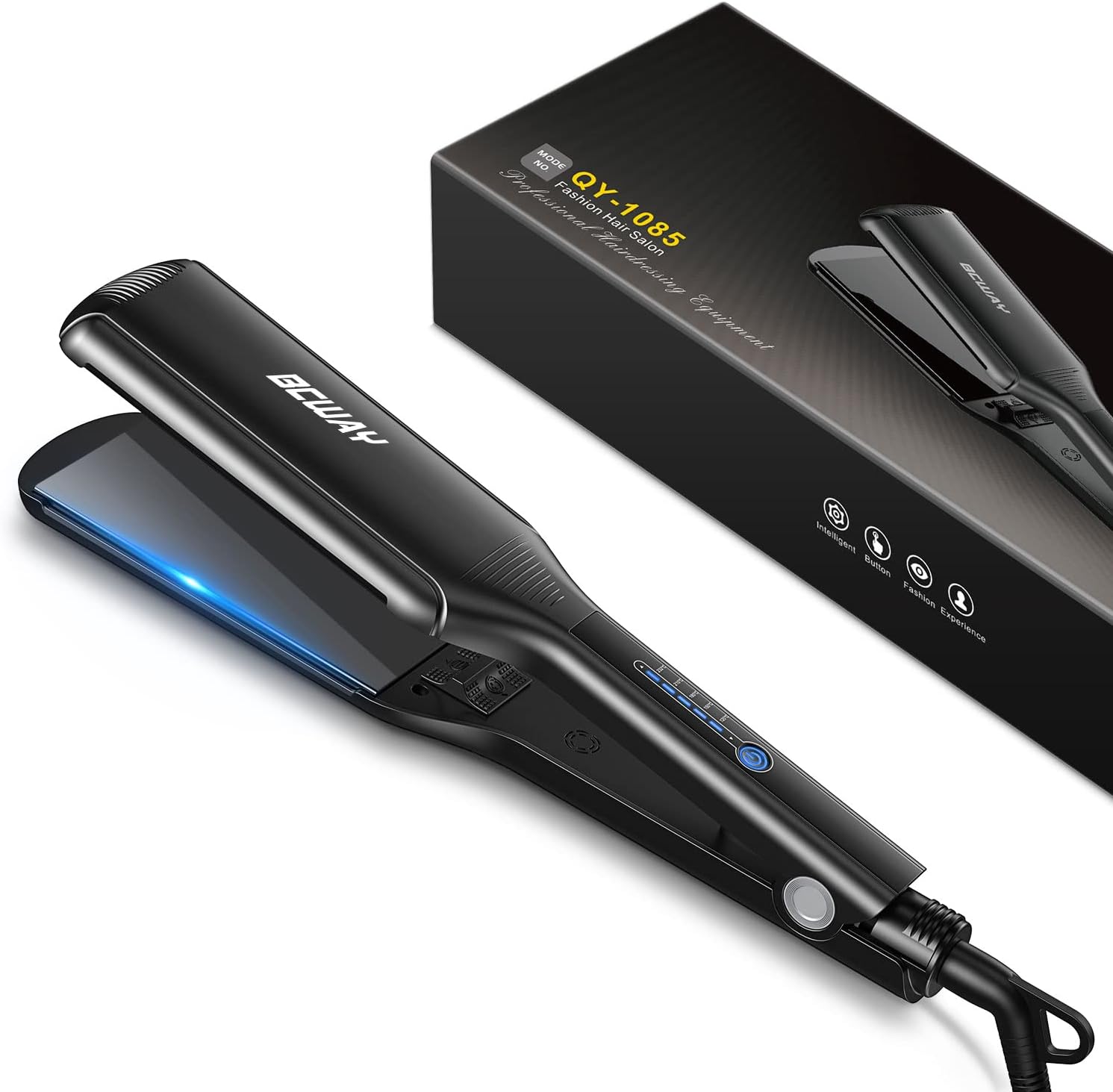 Professional Hair Straightener, 2.16'' Extra-Large Floating Titanium Flat Iron, Anti-Static 30s Instant Heating Straightening Iron with 5 Adjustable for All Hair Types