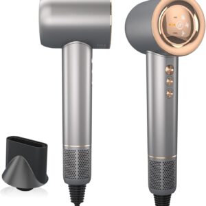 JINRI Hair Dryer, High-Speed Ionic Low Noise Blow Dryer with Brushless Motor for Fast Drying, Thermo-Control Quiet Compact Hair Blow Dryer with Magnetic Nozzle for Home Travel Salon