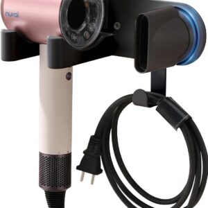 Hair Dryer Holder, Adhesive Blow Dryer Holder, Hair Dryer Holder for Aluminum, Hair Dryer Holder Wall Mounted for Magnetic High Speed Hair Dryer, Hairdryer Holder for Bathroom Black UEMUSI