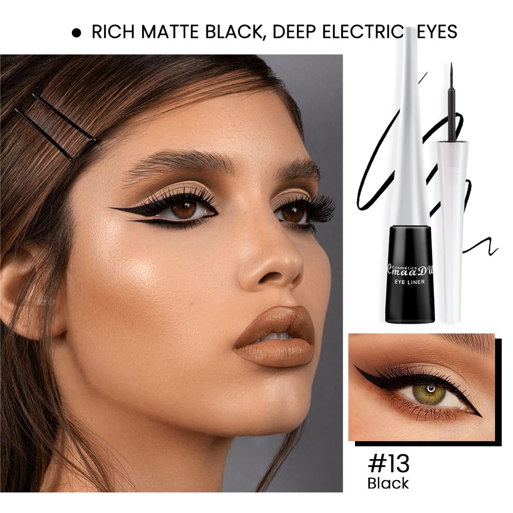 EVPCT 2-Piece Waterproof Liquid Eyeliner Set with Colorful Stamps for Women, Black - Image 2