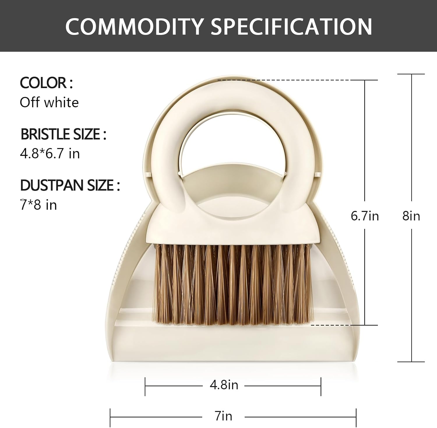 Mini White Hand Broom and Dustpan Set for Home, Camping, and Pet Cleanup - Image 7