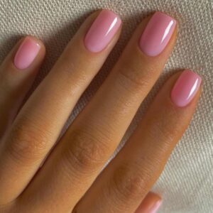 Light Pink Press On Nails Short Square, KXAMELIE Natural Gel Nails Glue on Acrylic Nails Press ons Featured Protective Coat Thick Reusable Fake Nails Solid Color 24 Short Coffin Artificial Nails