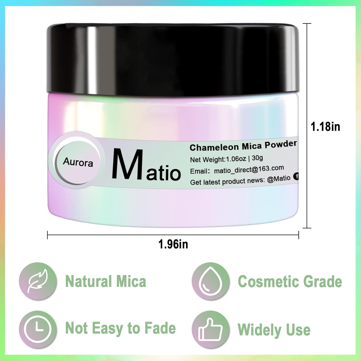 Matio Chameleon Cosmic Rainbow White Chrome Pearlescent Mica Powder 1.06oz for Crafts - Image 4