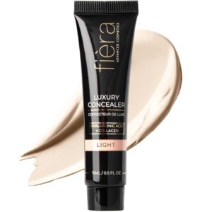 Fièra Luxury Concealer & Foundation with Anti-Aging Ingredients - Full Coverage for Dark Circles, Wrinkles, Fine Lines, and Spots, All-Day Wear For Mature Skin - Light, 0.5 FL. OZ. / 15 ML