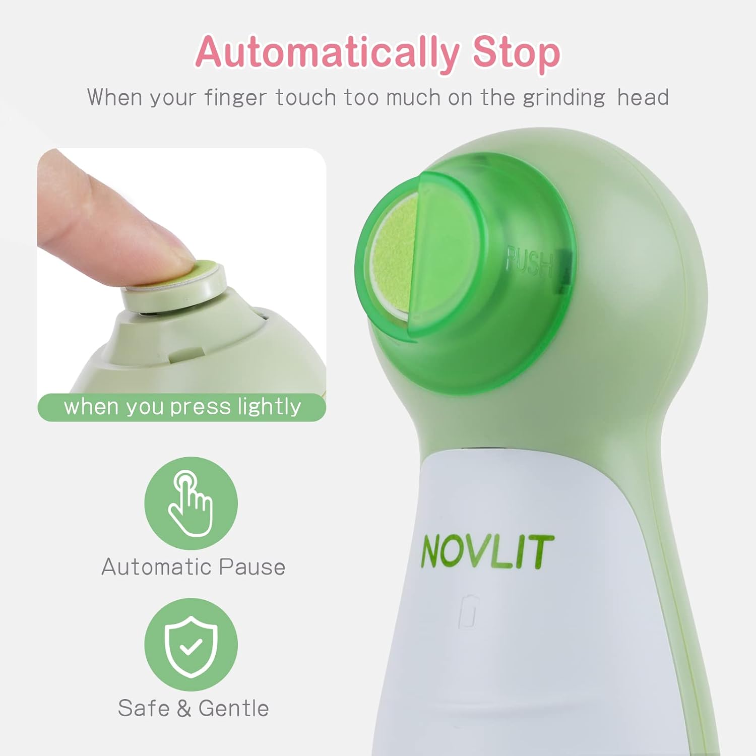 Electric Baby Nail File and Trimmer Set with LED Light and 10 Grinding Heads for Newborns and Adults - Image 3