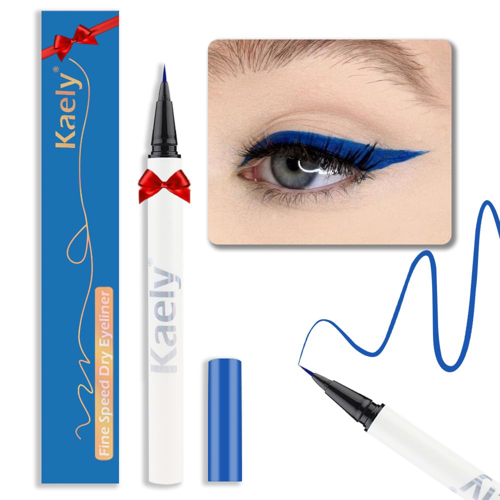 evpct 1Pcs Blue Waterproof Colored Eyeliner Liquid Eye Liner Set Long Lasiting Ultra-fine Speed Dry Colorful Liquid Eyeliner lapiz delineador de ojos contra el agua blanco para ojos de colores