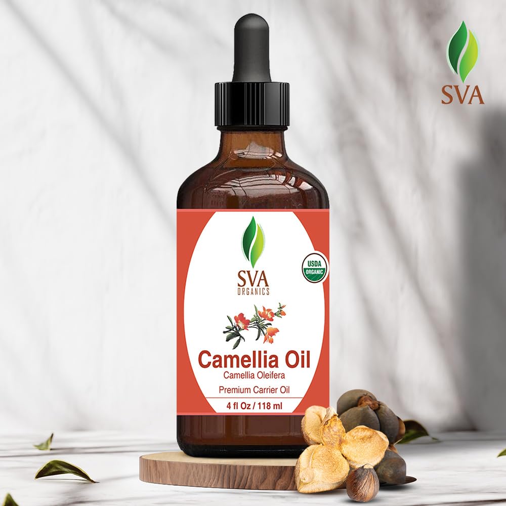 SVA Organic Camellia Seed Oil 4 Fl Oz 100% Natural Cold Pressed for Skin and Hair - Image 4