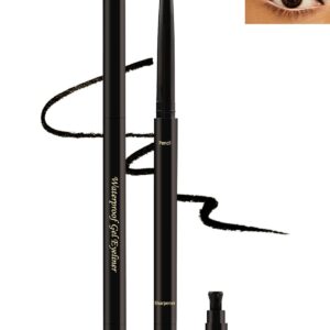 Black Gel Eyeliner for Older Women, Waterproof Smudge-Proof Retractable Eyeliner Pencil, Long Lasting 24H, Matte Cream Eyeliner Waterline with Sharpener, Eye Liner for Mature Women Sensitive Eyes-1Pcs