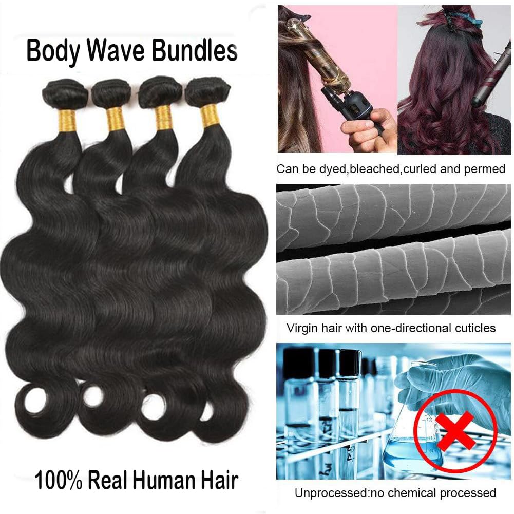 12A Body Wave Brazilian Human Hair Bundles 400g, 20 18 16 14 Inch, Natural Black - Image 3