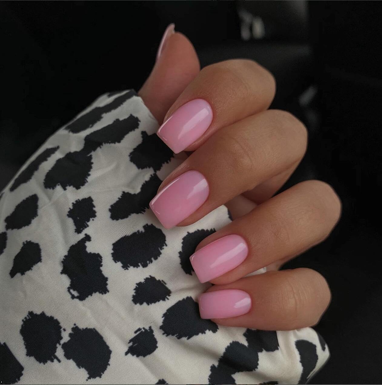 Light Pink Short Square Press On Nails 24 Pack Reusable with Protective Coat - Image 2