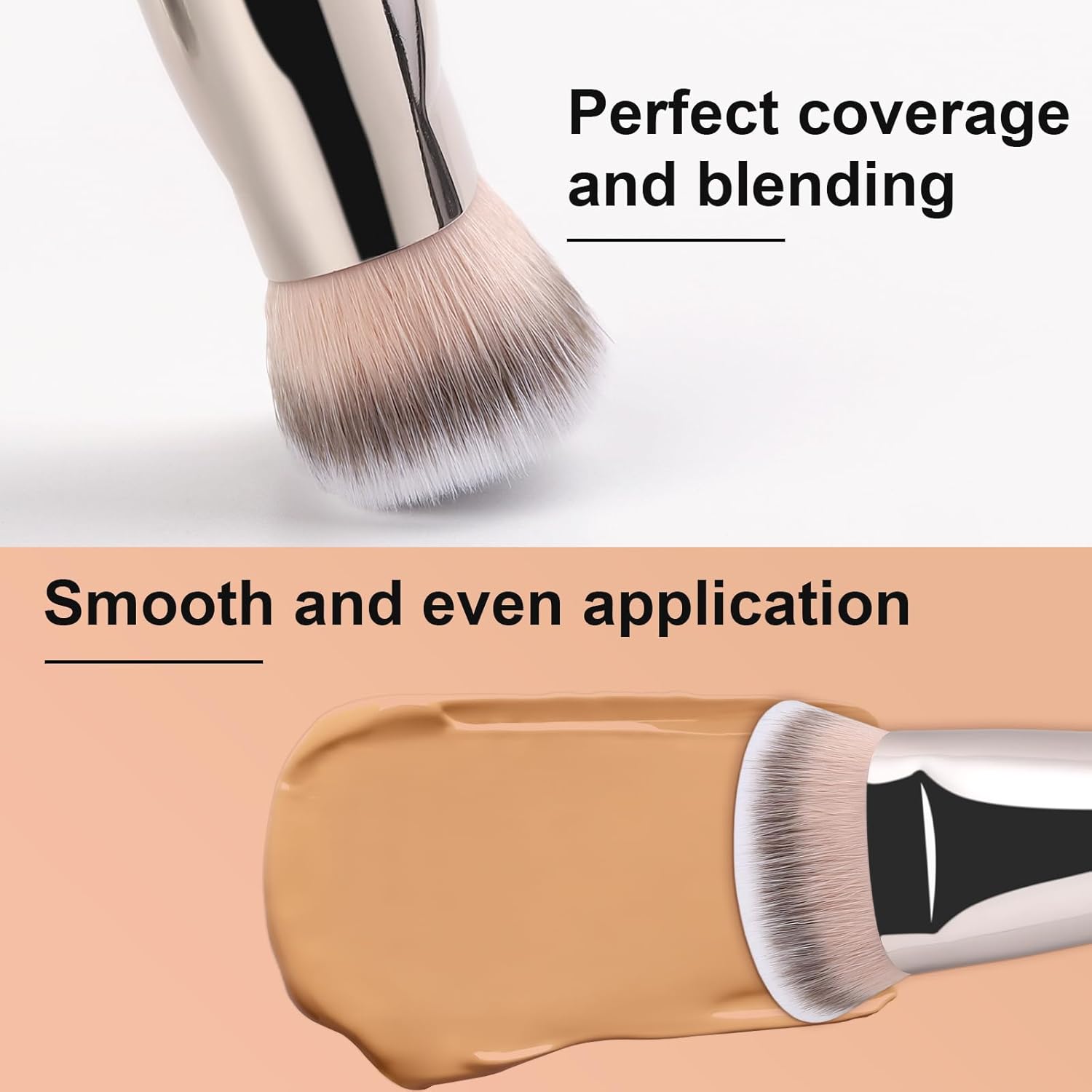 TEOYALL Flat Top Contour Brush Soft Dense Synthetic Bristles for Liquid Cream Contour - Image 4