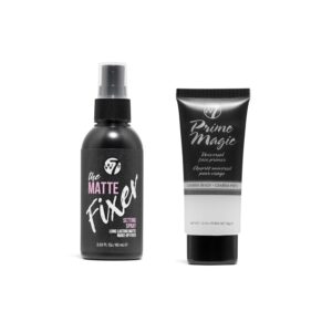 W7 Prime Magic & The Fixer Matte Set - Makeup Primer & Setting Spray Duo for a Smooth, Matte Finish - Pore Minimizer & Shine Control - Quick-Drying, Non-Sticky - Vegan & Cruelty-Free