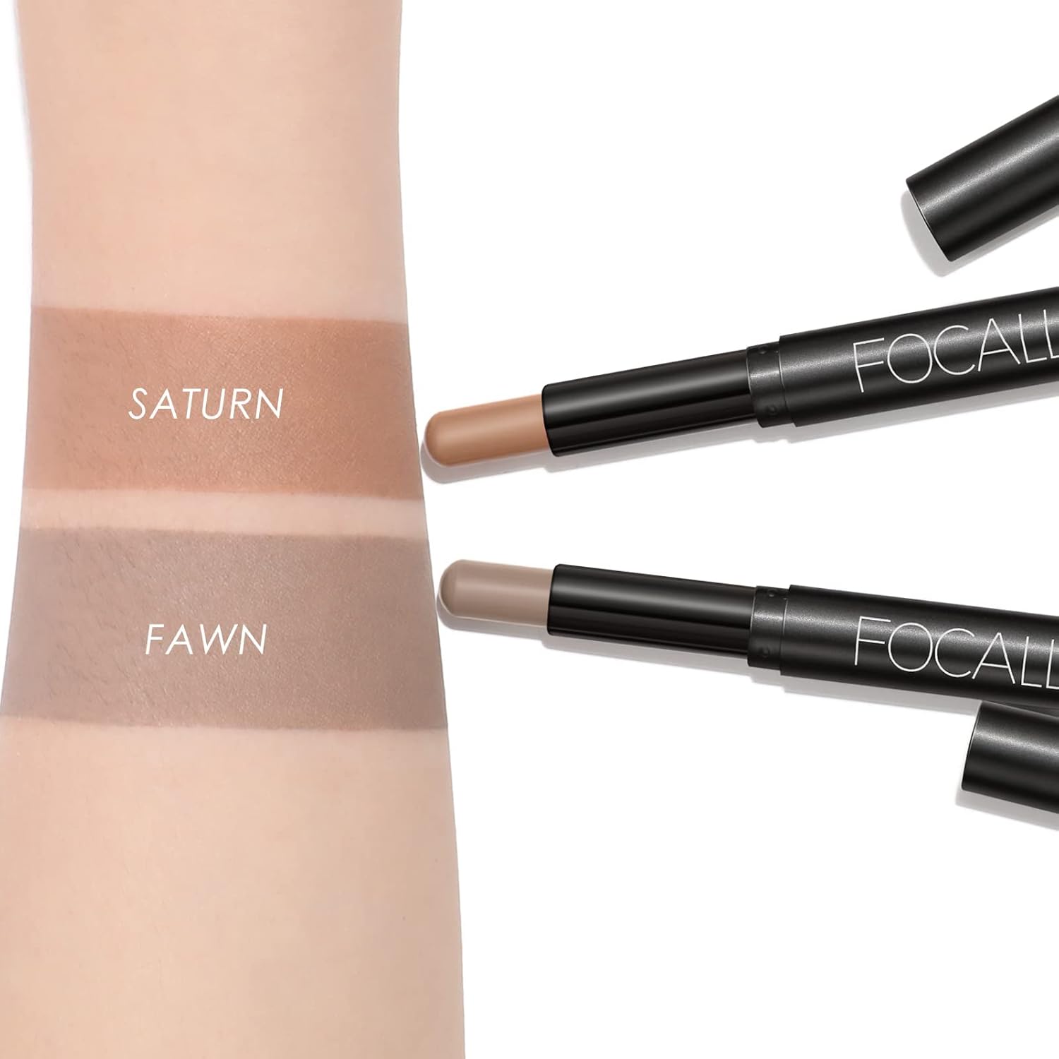 FOCALLURE 2 Piece Smoky Brown Waterproof Cream Eyeshadow Stick Set Long Lasting - Image 6