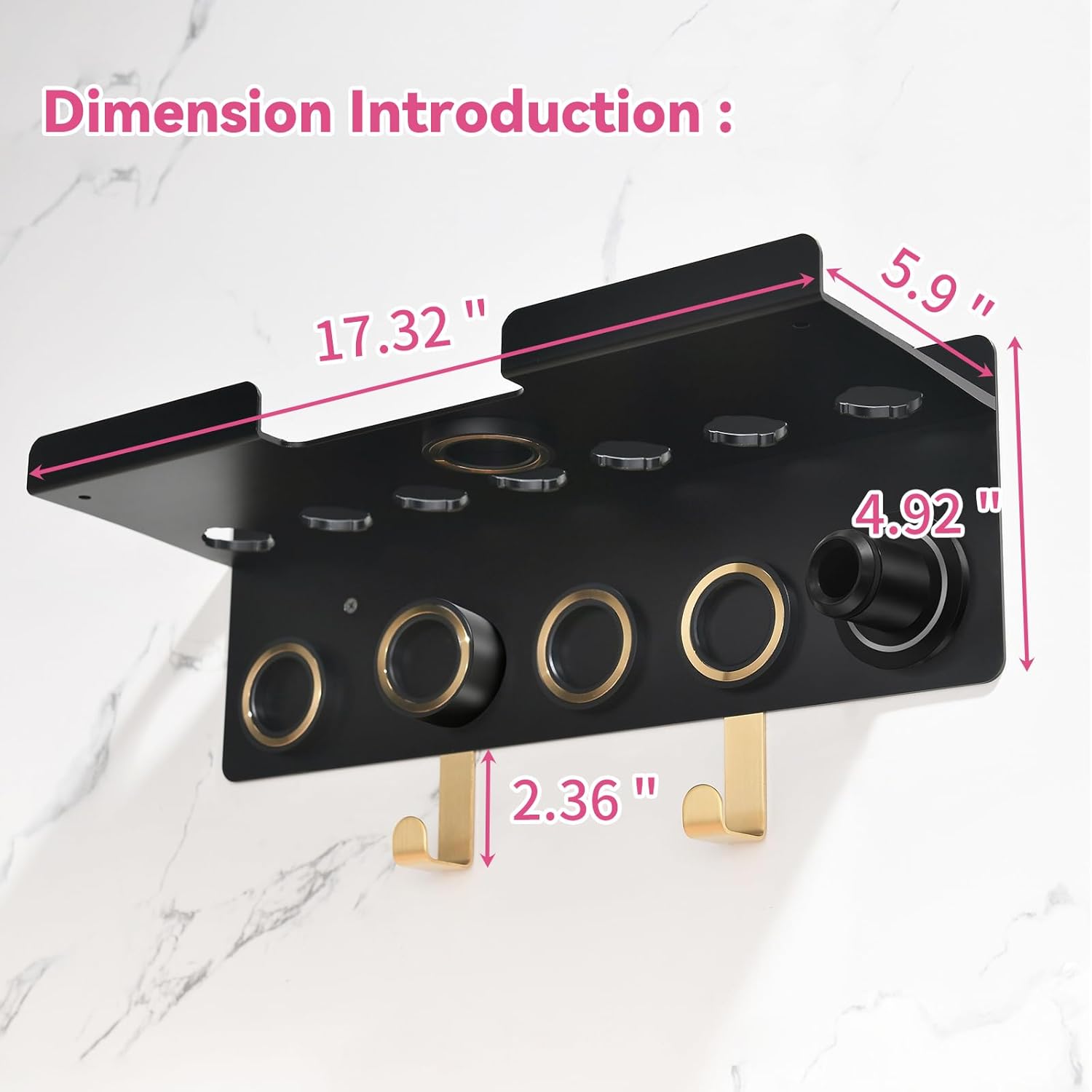Dyson Airwrap Styler HD16 Hair Dryer Wall Mount Holder with Magnetic Organizer and Hooks for Attachments - Image 5