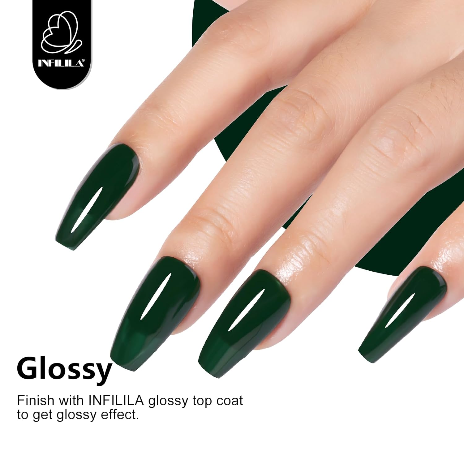 NXJ INFILILA Dark Green Hema Free Gel Nail Polish 15ml Soak Off for DIY Manicure - Image 3