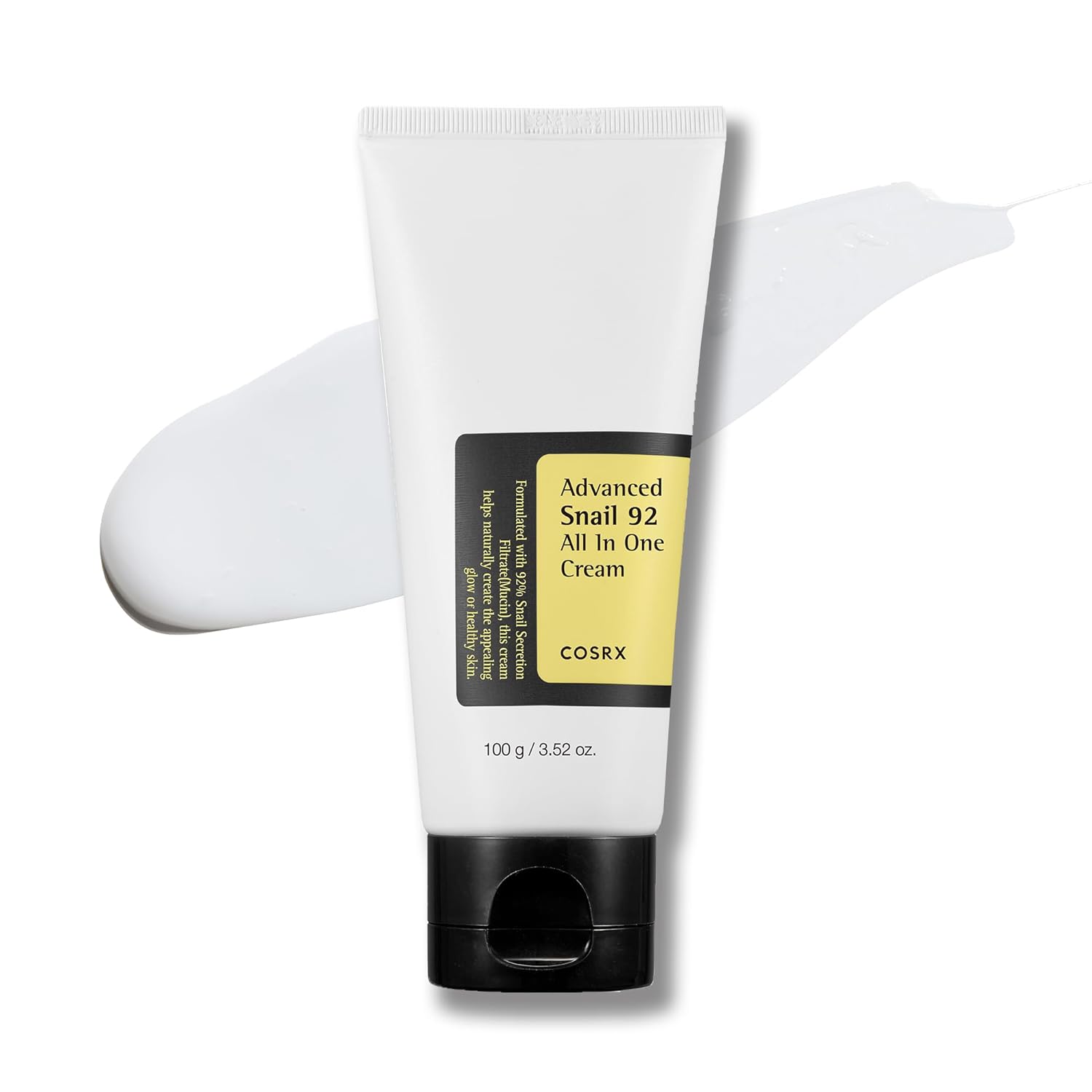 COSRX Snail Mucin 92% Moisturizer, Daily Repair Face Gel Cream Tube Type for Dry, Sensitive Skin, Not Tested on Animals, No Parabens, No Sulfates, No Phthalates, Korean Skincare (3.52Fl Oz / 100g)