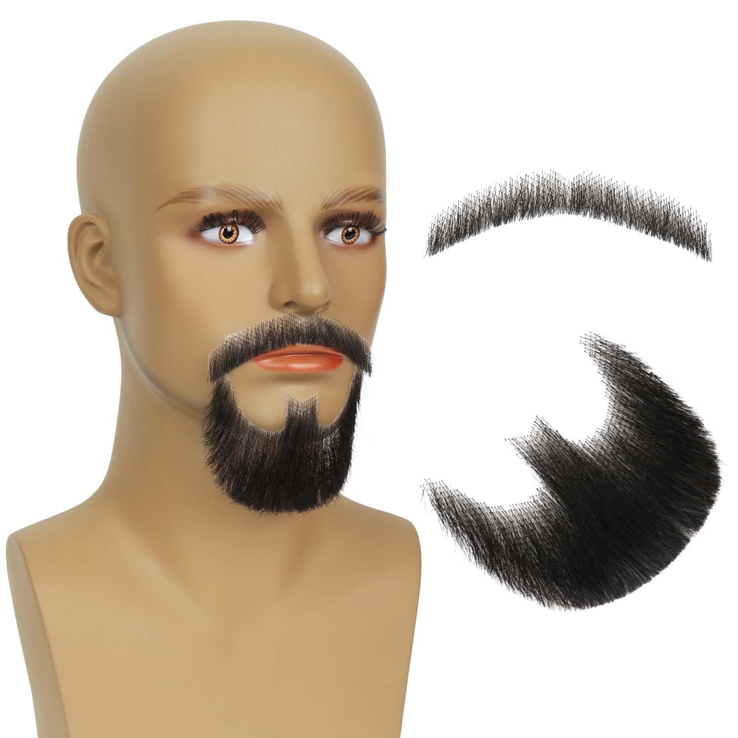Gx Beauty Realistic 100% Human Hair Black Goatee Beard for Men Lace Invisible Design - Image 4