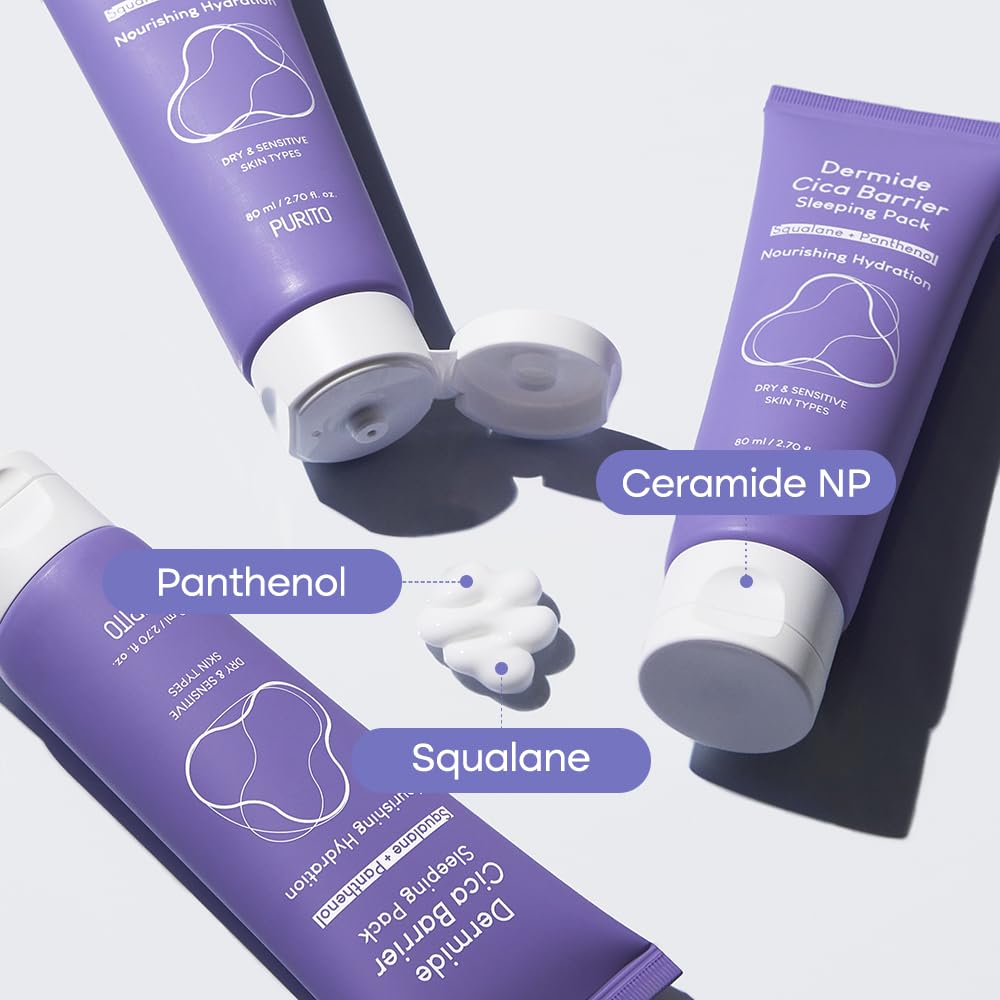PURITO Dermide Cica Barrier 80ml Sleeping Pack Night Cream for Sensitive Skin - Image 4