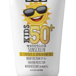 SolRX KID's SPORT Sunscreen SPF 50+ Oxybenzone Free Sunscreen, Reef Safe Sunscreen for Face and Body, Won't Run Into Eyes