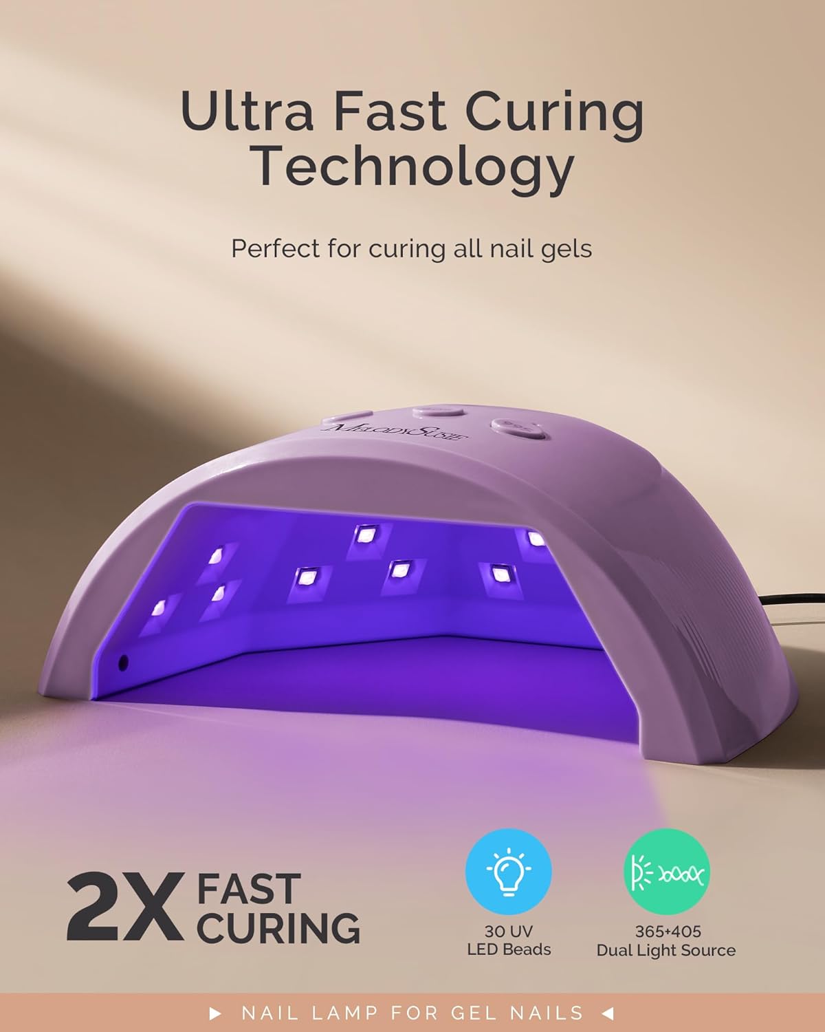 MelodySusie 48W Smart Sensor UV LED Nail Lamp, Purple, LCD Display, 3 Timers - Image 3