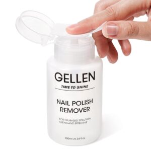 Gellen Nail Polish Remover, Non Acetone Nail Polish Remover for Quick Dry Nail Polishes, Gentle Polish Remover Pump, Ultra-Powerful Clear Fingernail Polish Remover, 6.34 Fl Oz