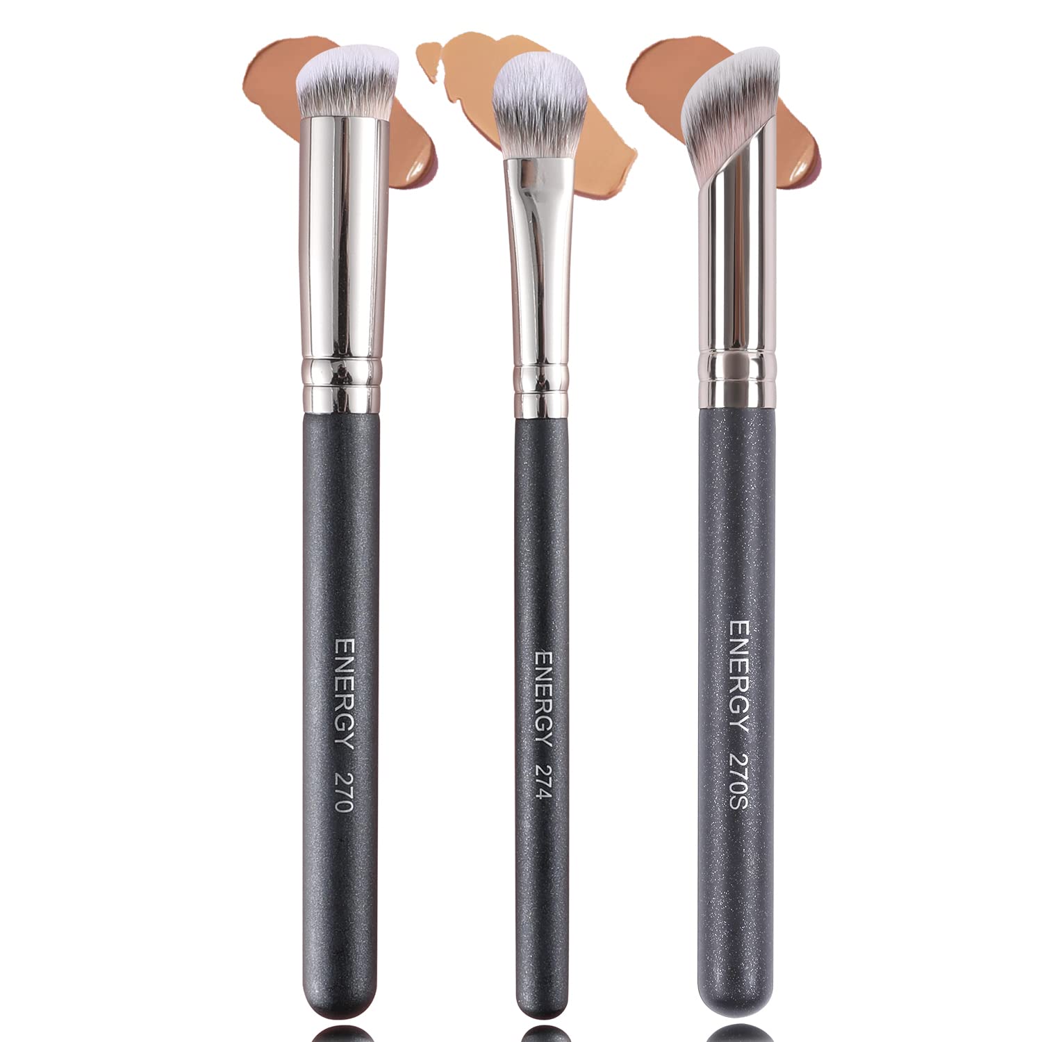 ENERGY Foundation Brushes Professional Brightening Concealer Brush Slant Angled Nose Contour Brush for Eyebrows Eyeshadow Concealer Highlighter Blending Liquid Cream Powder Makeup 270/274/270S